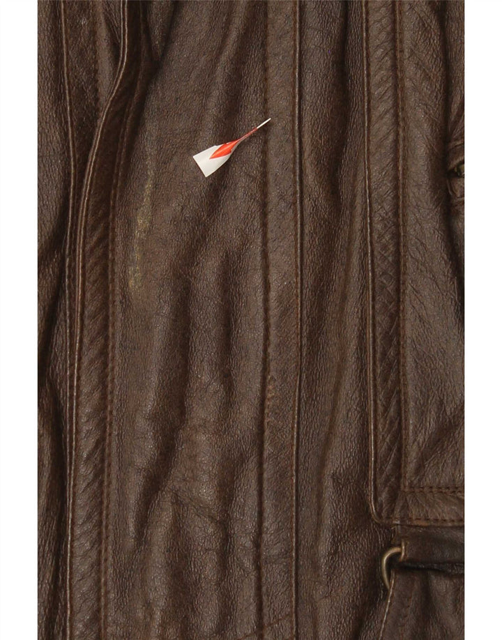 Jaqueta de couro masculina vintage UK 36 pequena marrom