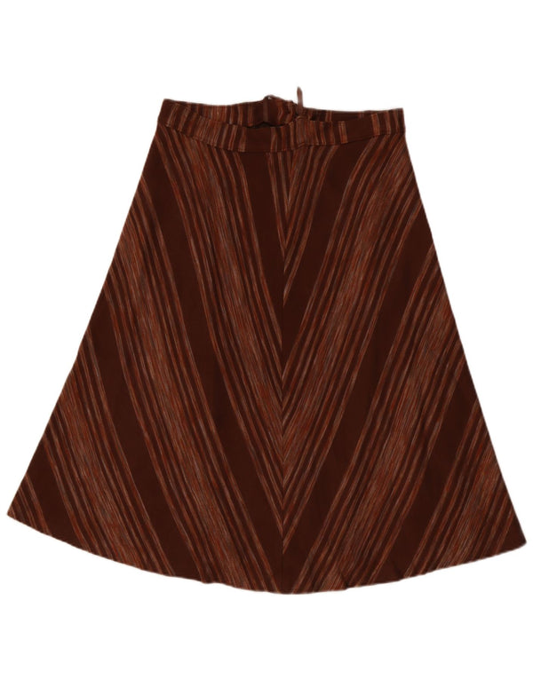 Saia evasê feminina vintage IT 48 XL W28 acrílico listrado marrom