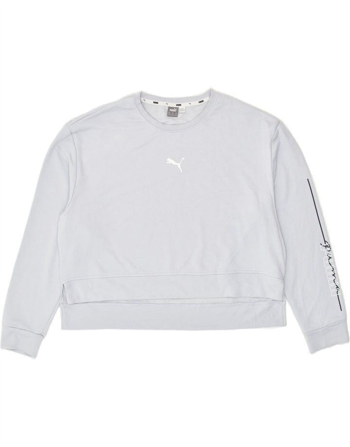 PUMA Womens Graphic Sweatshirt Jumper UK 20 2XL Grey Cotton | Vintage Puma | Thrift | Second-Hand Puma | Used Clothing | Messina Hembry 