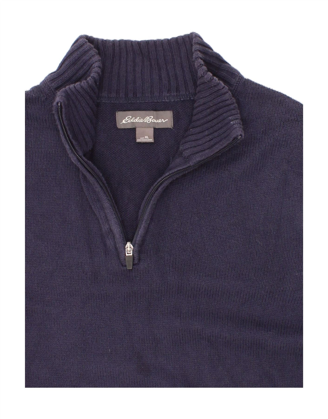 EDDIE BAUER Mens Zip Neck Jumper Sweater XL Navy Blue Cotton Vintage Eddie Bauer and Second-Hand Eddie Bauer from Messina Hembry 