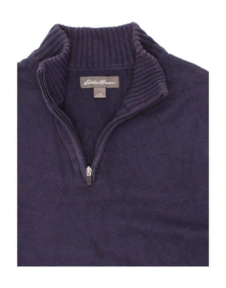 EDDIE BAUER Mens Zip Neck Jumper Sweater XL Navy Blue Cotton Vintage Eddie Bauer and Second-Hand Eddie Bauer from Messina Hembry 