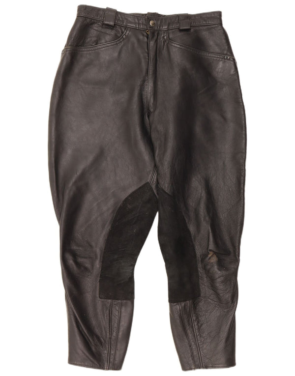 Vintage Mens Moto Racer Leather Trousers W30 L26 Black Leather