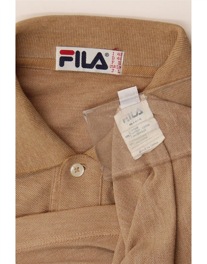 Camisa polo masculina FILA IT 48 algodão manchado marrom médio