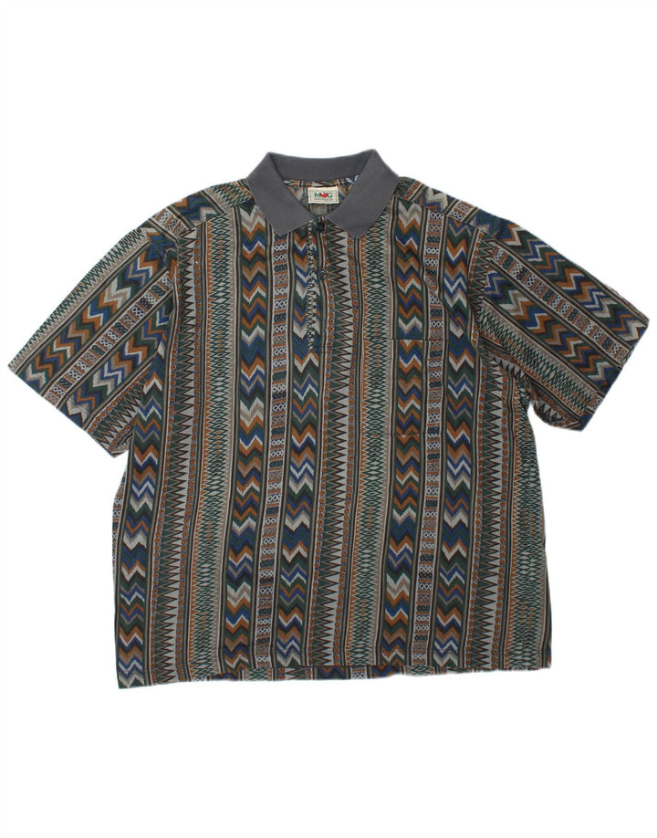 Camisa polo masculina Mango XL multicolorida geométrica