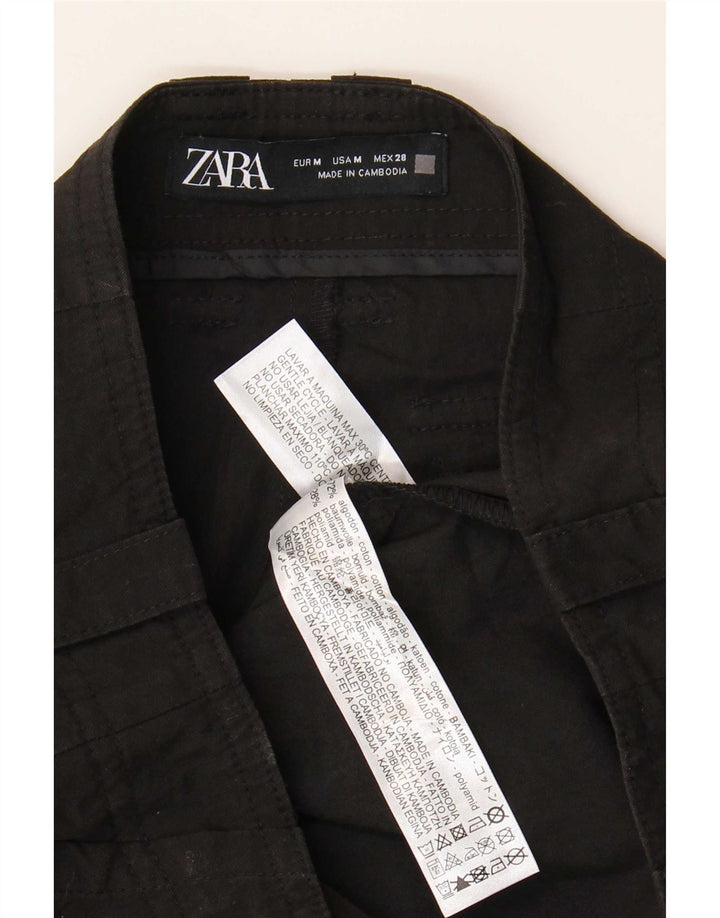 Calça cargo reta feminina Zara médio W28 L25 algodão preto