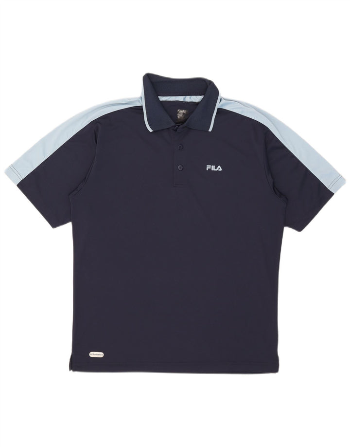 Camisa polo masculina Fila grande bloco colorido azul marinho