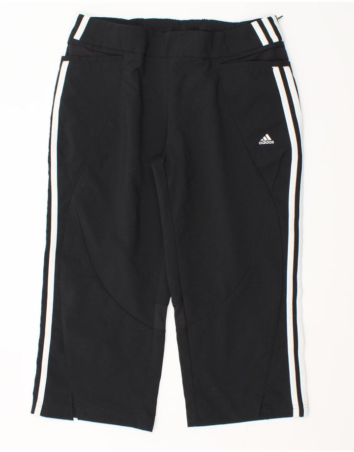 Adidas Womens Capri Calças de treino UK 12 Médio Preto Poliéster