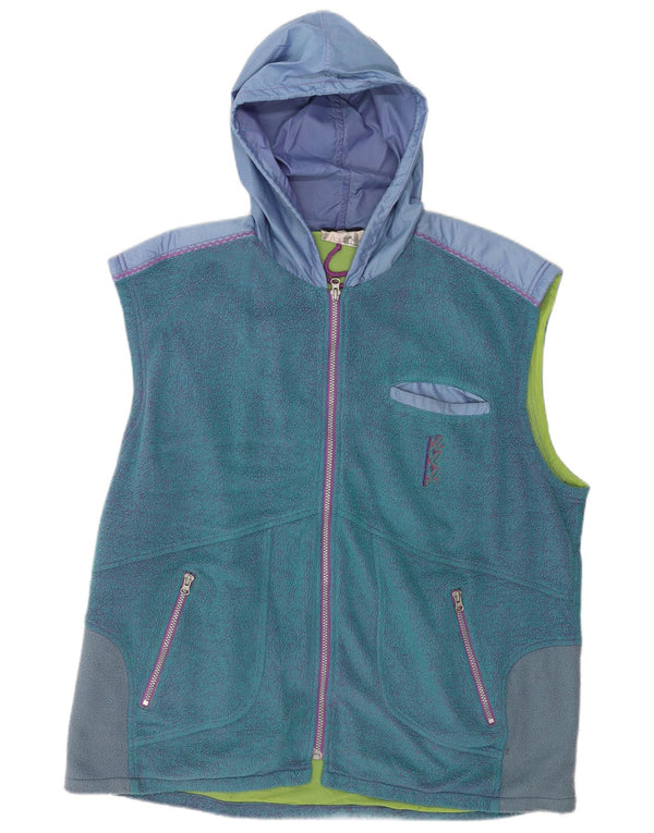Colete de lã com capuz masculino vintage UK 42 XL azul colorblock