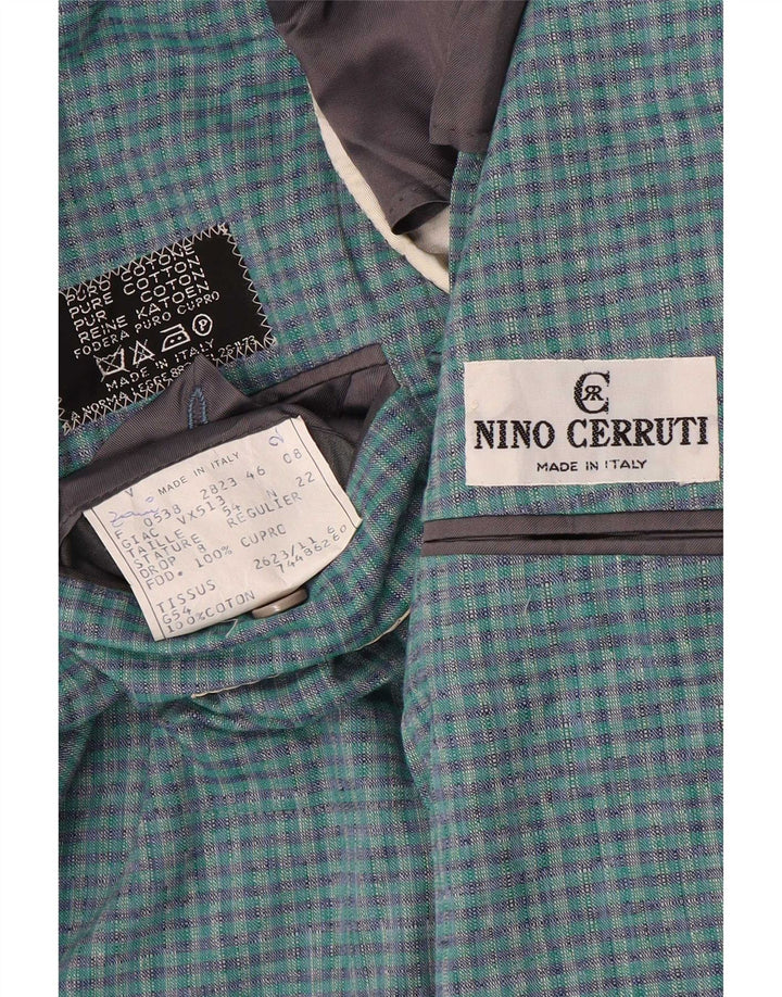 Jaqueta blazer masculina de 2 botões Nino Cerruti IT 54 2XL algodão xadrez azul