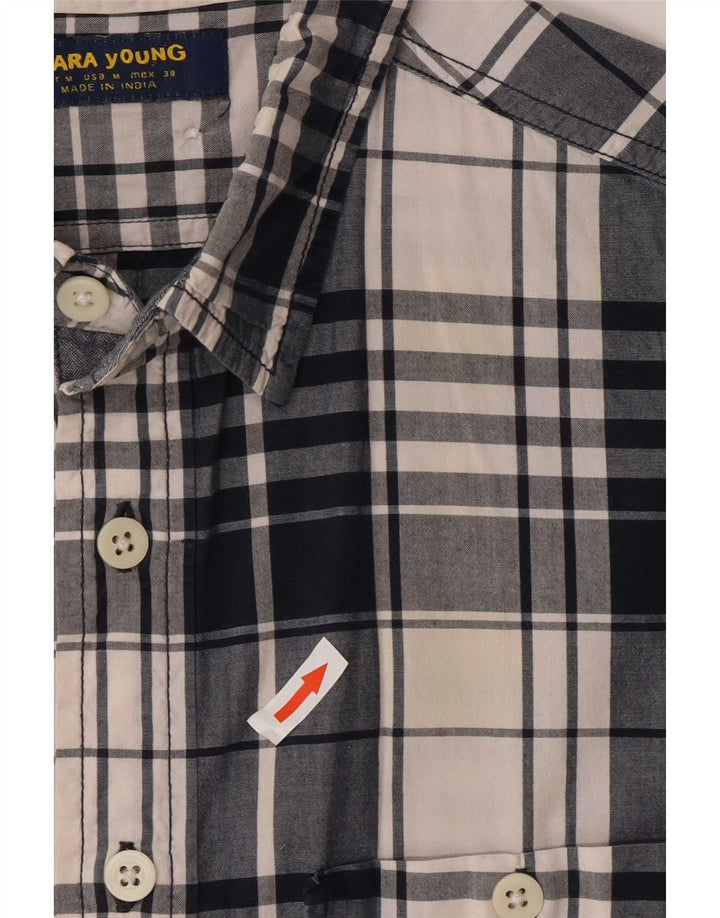 Zara Camisa masculina xadrez azul médio