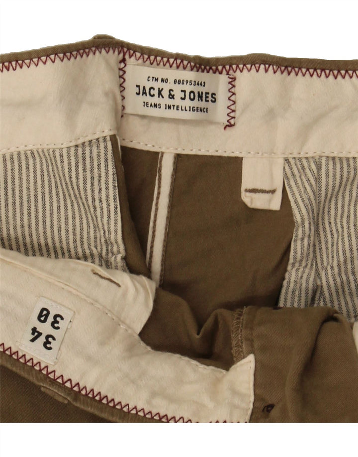 JACK & JONES Mens Slim Chino Trousers W34 L30 Brown Cotton Vintage Jack & Jones and Second-Hand Jack & Jones from Messina Hembry 