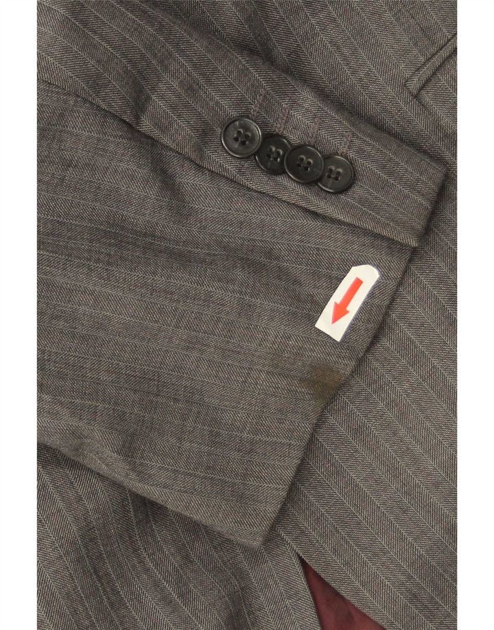 Jaqueta blazer masculina de 2 botões Marks & Spencer Reino Unido 44 XL lã espinha de peixe cinza