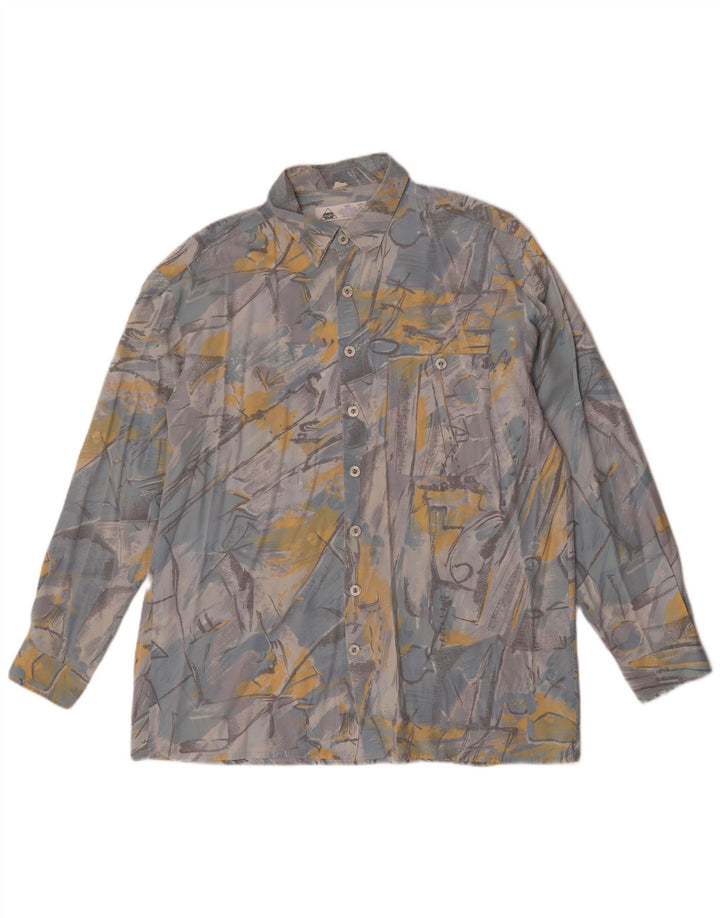 C&A Nova camisa rápida masculina tamanho 16 grande viscose geométrica azul