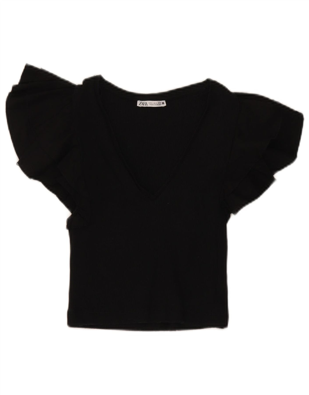 Zara Blusa Crop Feminina Top Reino Unido 14 Grande Preto