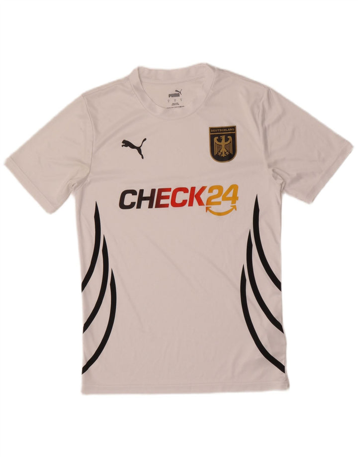 Camiseta masculina Puma Deutshland Graphic top pequeno branco colorblock poliéster
