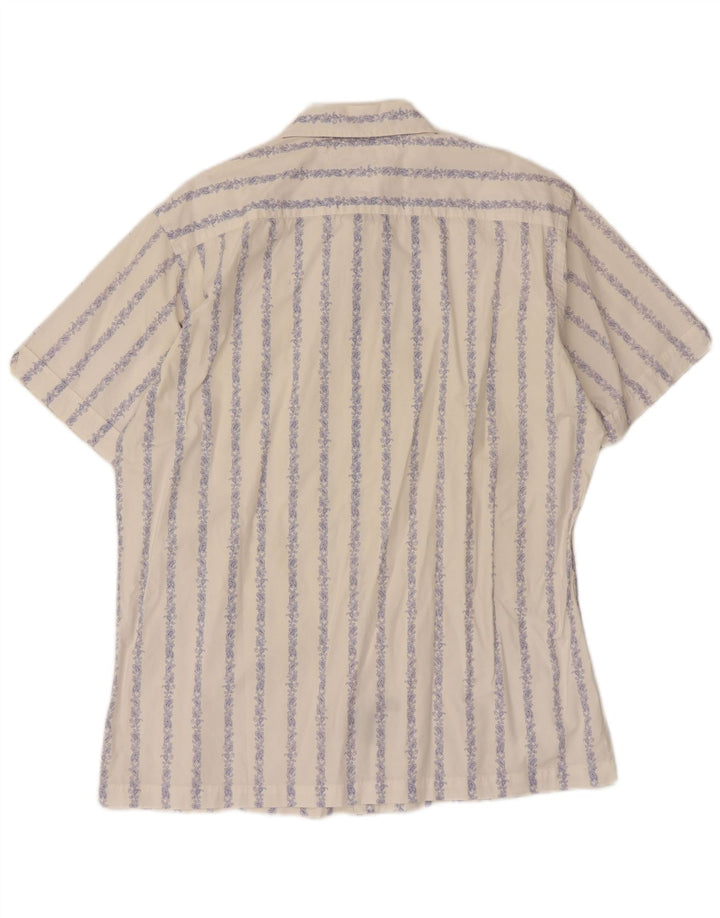 Camisa masculina de manga curta Tommy Hilfiger grande algodão listrado branco