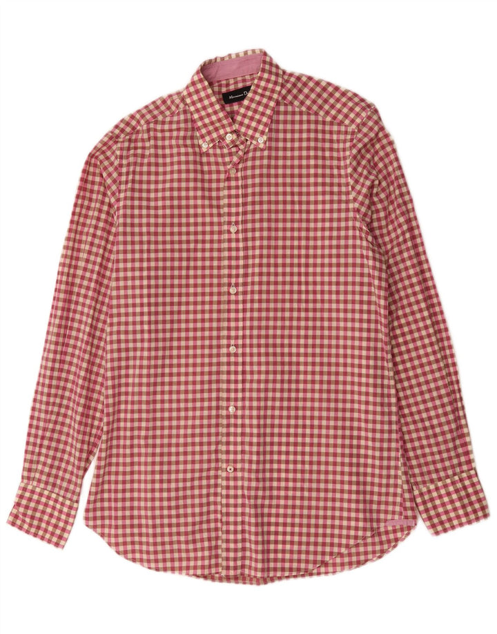Camisa masculina Massimo Dutti pequena xadrez rosa