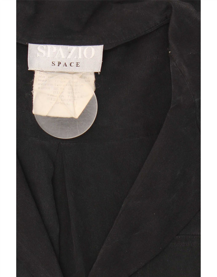 Blusa feminina Spazio de grandes dimensões Reino Unido 10 pequena seda preta