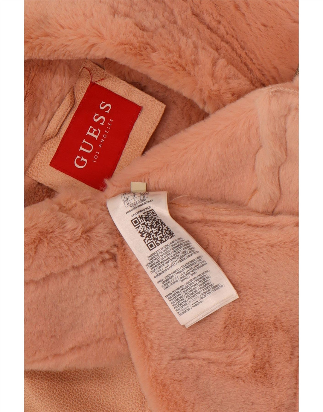 Jaqueta feminina Sherpa de couro sintético Guess UK 12 poliéster rosa médio