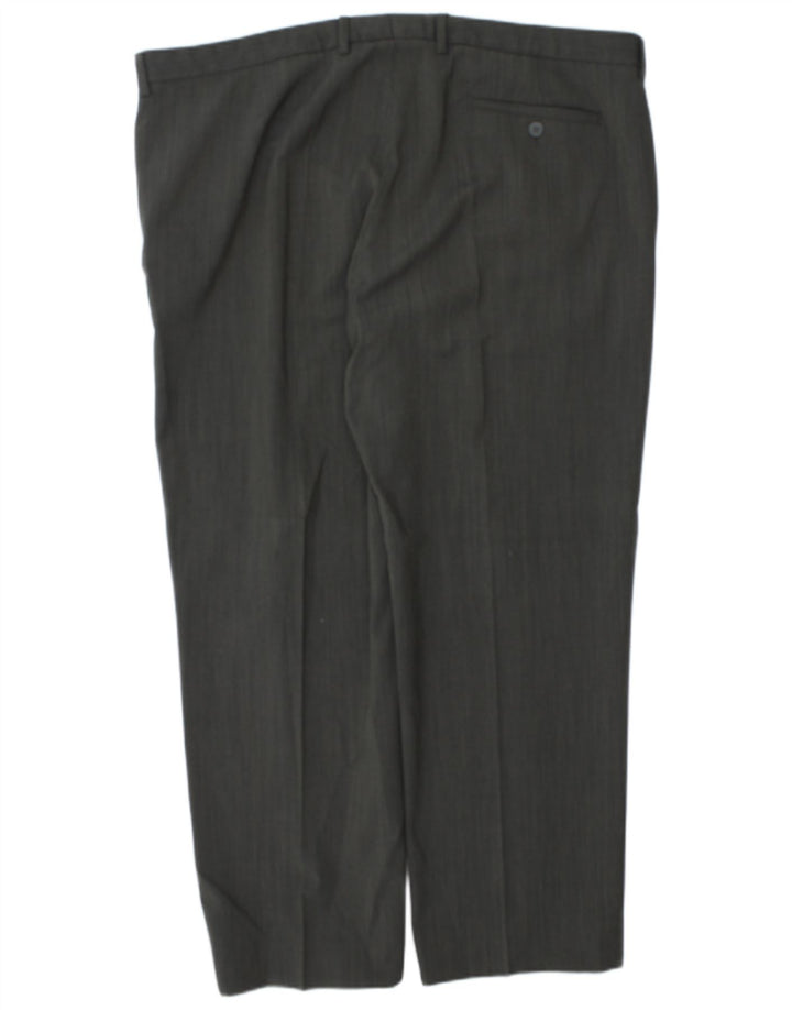 Calça masculina de terno reto Marks & Spencer W44 L30 cinza poliéster