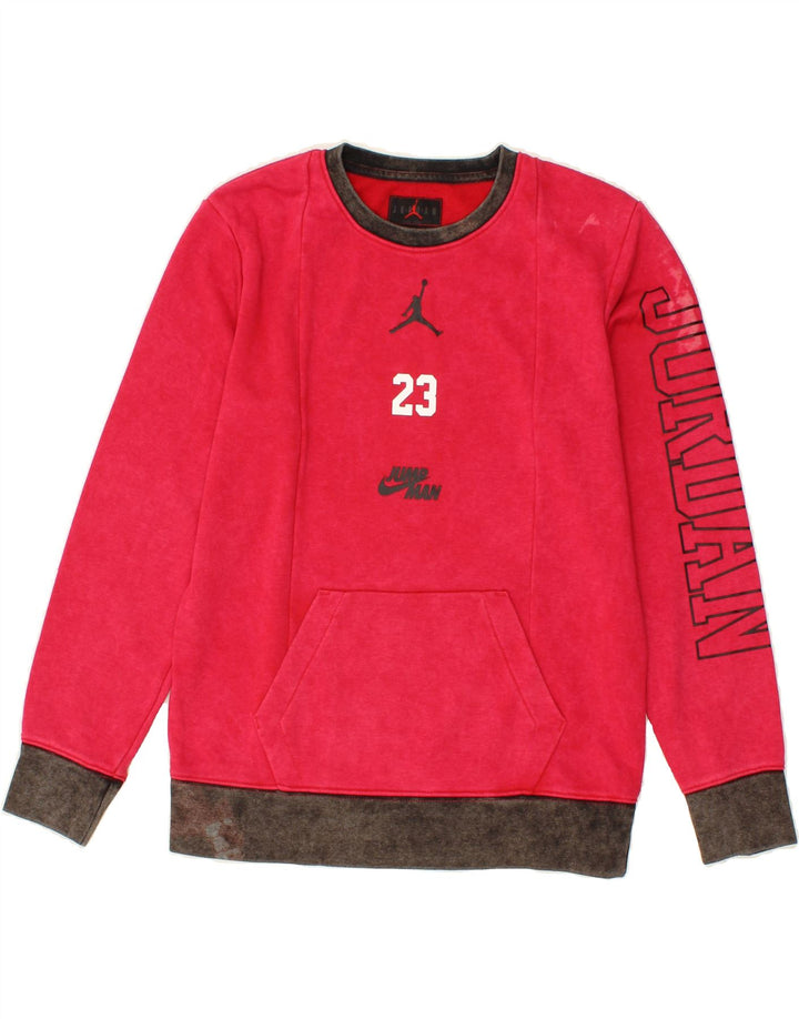 JORDAN Girls Graphic Sweatshirt Jumper 12-13 Years Large Pink Cotton Vintage Jordan and Second-Hand Jordan from Messina Hembry 
