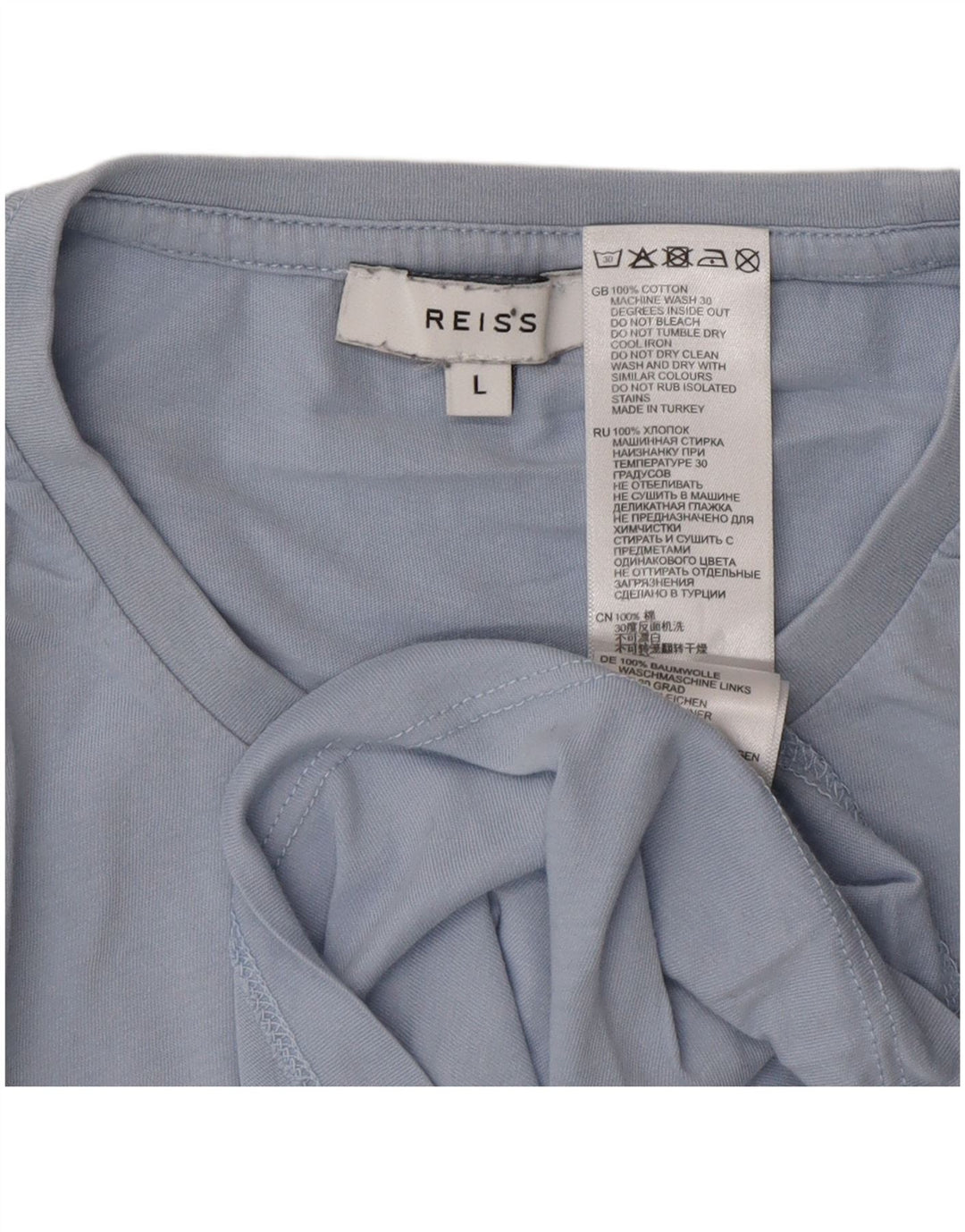 Camiseta masculina Reiss Top grande algodão azul