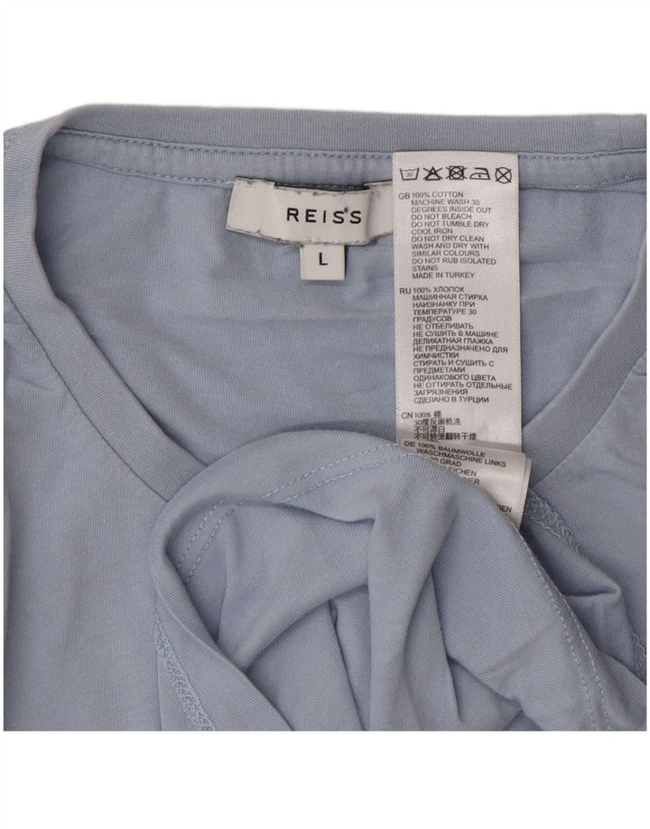 Camiseta masculina Reiss Top grande algodão azul