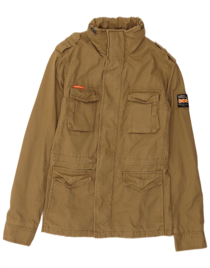 Jaqueta militar masculina Superdry UK 34 XS algodão marrom