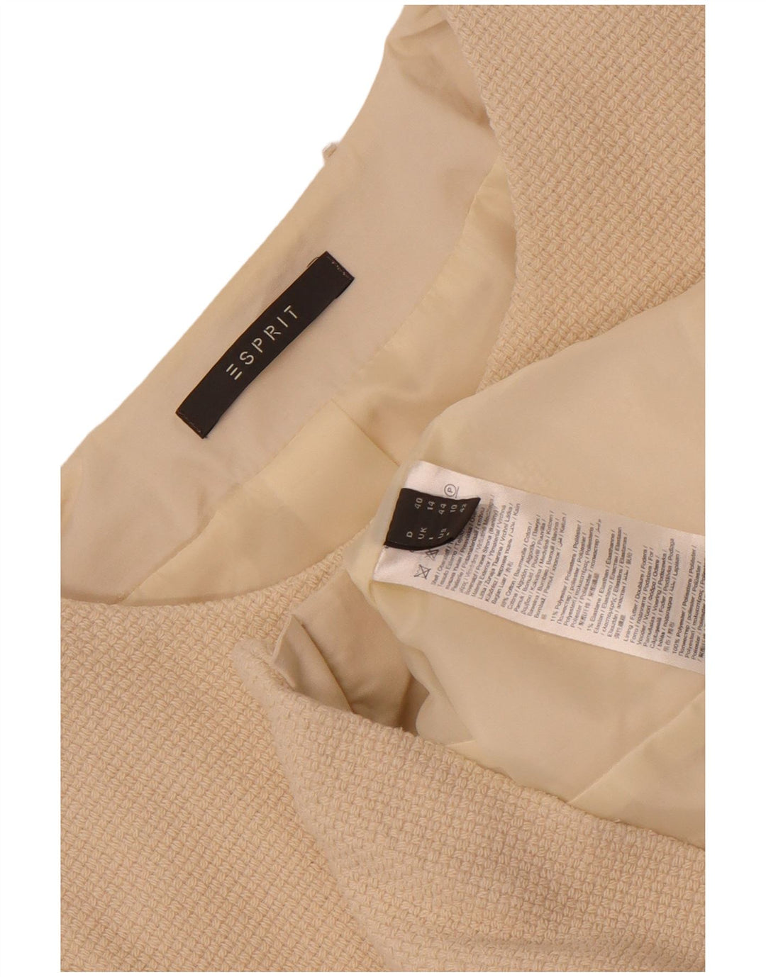 Jaqueta blazer feminina Esprit com zíper completo Reino Unido 14 grande algodão branco