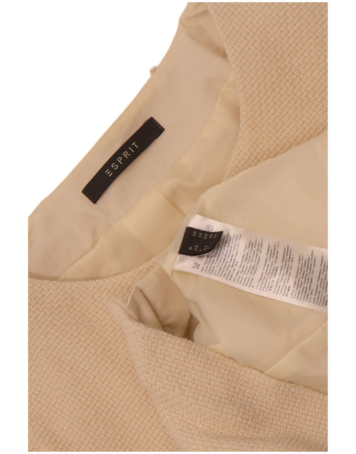 Jaqueta blazer feminina Esprit com zíper completo Reino Unido 14 grande algodão branco
