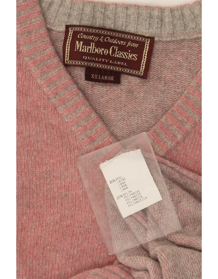 Suéter masculino Marlboro Classics com decote em V 2XL lã rosa
