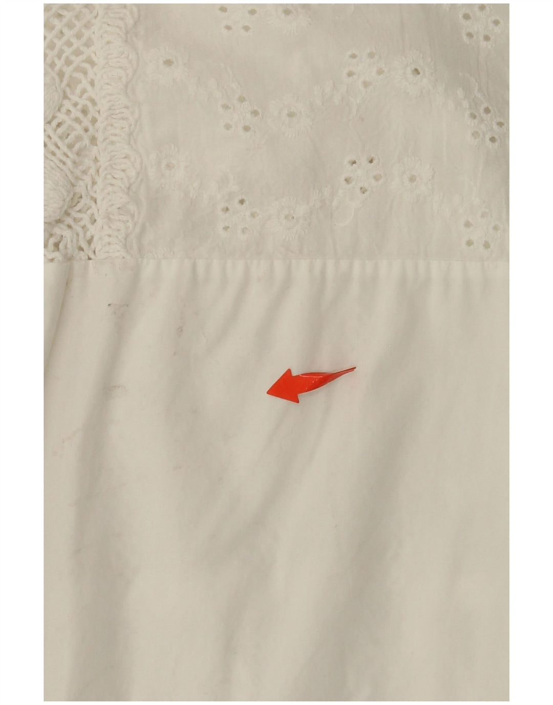 Blusa feminina VINTAGE manga 3/4 Reino Unido 14 algodão floral branco médio