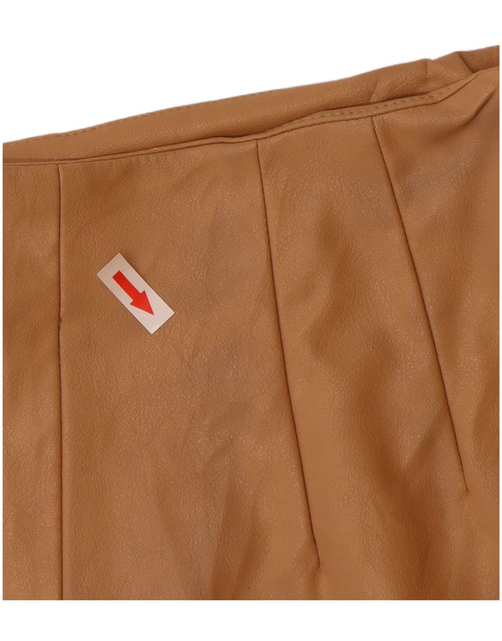 Shorts femininos de couro Zara pequenos W26 poliuretano bege