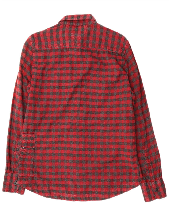 Camisa masculina Superdry de flanela média vermelha algodão guingão