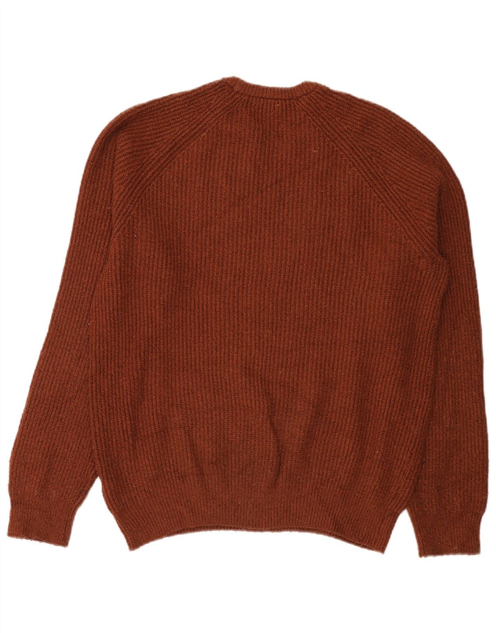 Suéter masculino Marks & Spencer com gola redonda, poliamida marrom médio
