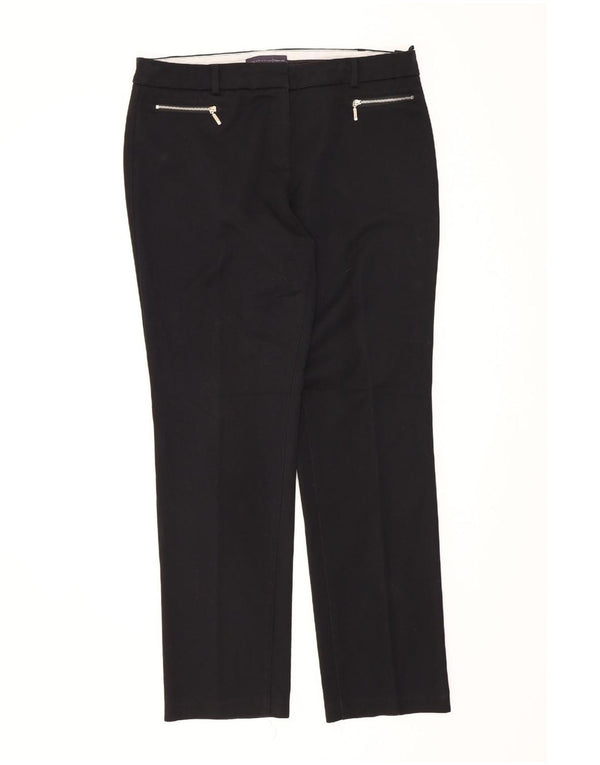 Calça feminina casual Marks & Spencer Slim Fit Reino Unido 14 grande W34 L30 preta