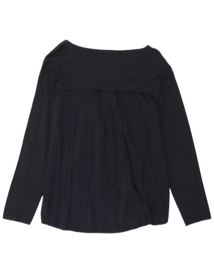 Top feminino Armani Jeans manga comprida UK 12 médio azul marinho