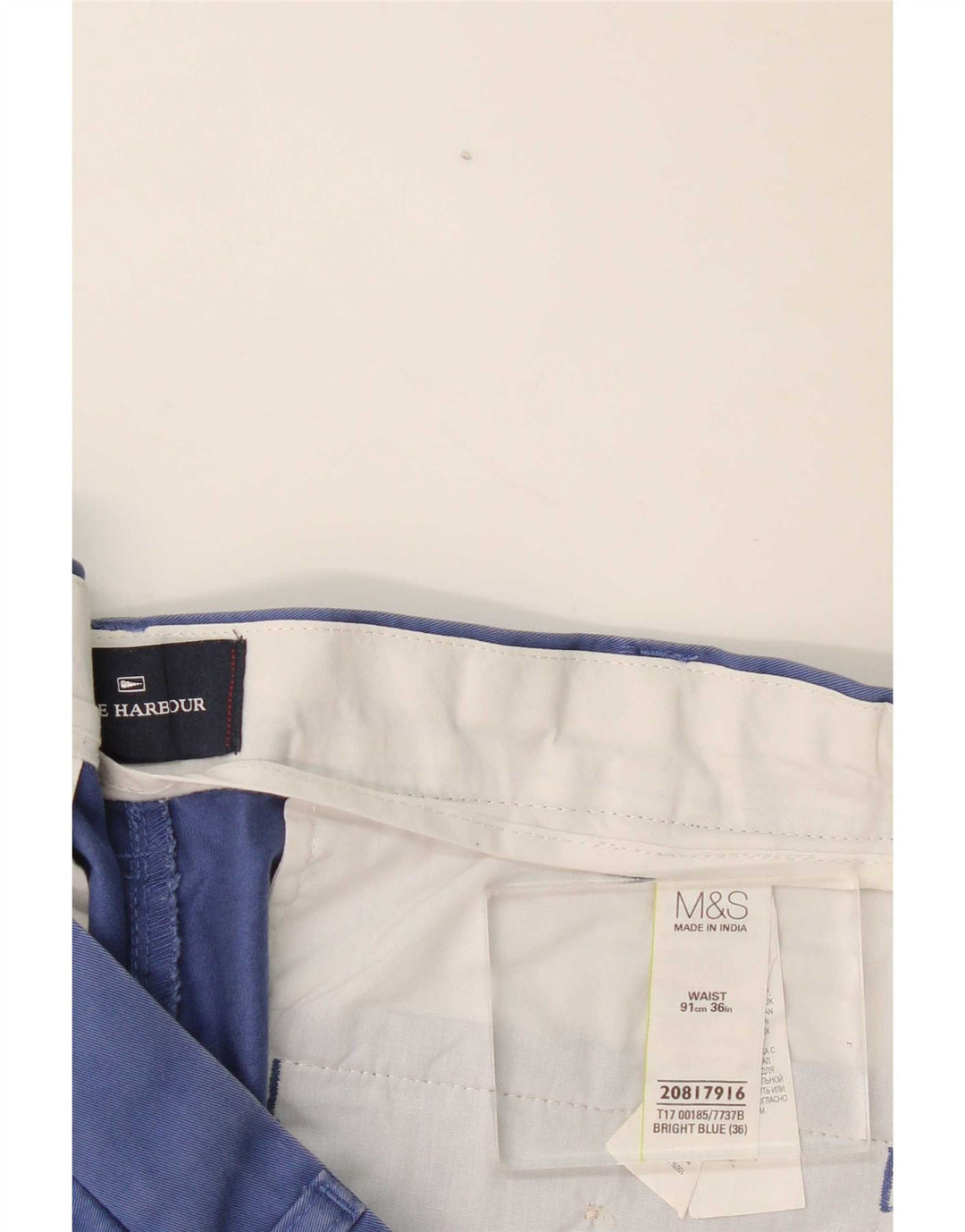 Shorts masculino Marks & Spencer Blue Harbor Chino W36 grande algodão azul