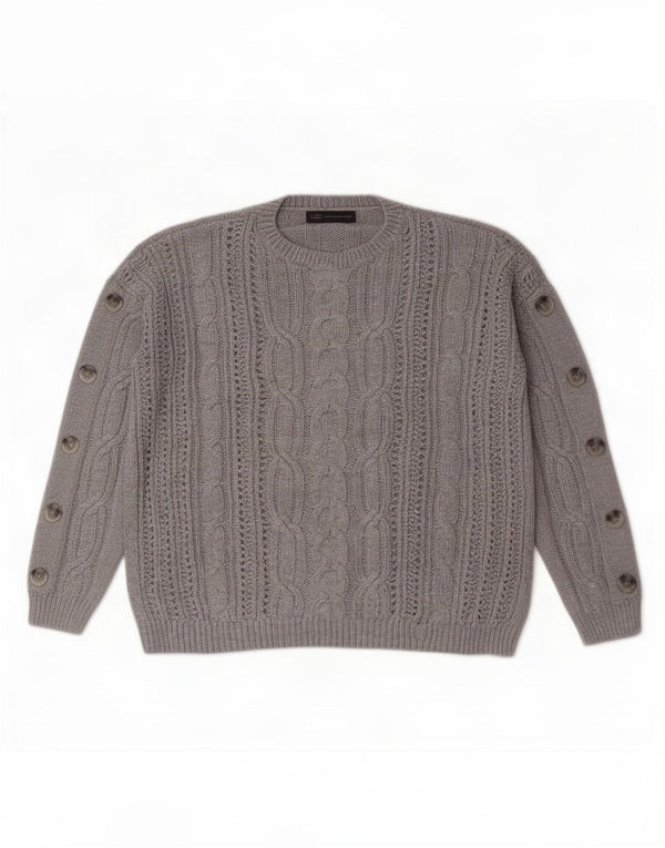 Suéter feminino Marks & Spencer grande com gola redonda Reino Unido 14 grande cinza