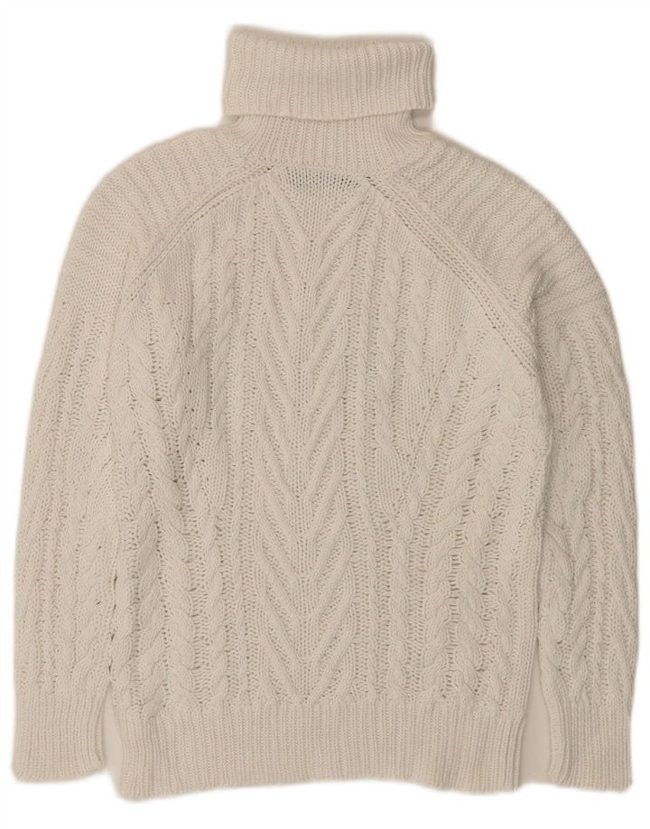 Zara Suéter feminino com gola redonda e gola redonda, Reino Unido 10, pequeno, branco
