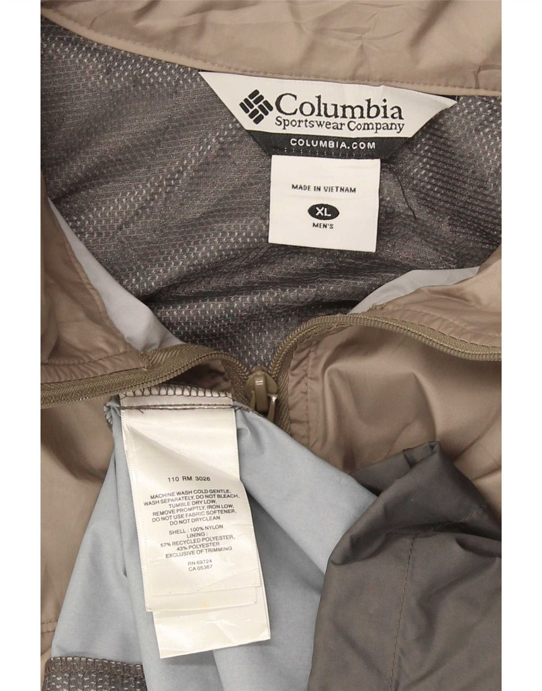 Jaqueta de chuva masculina Columbia UK 42 XL cinza colorblock nylon