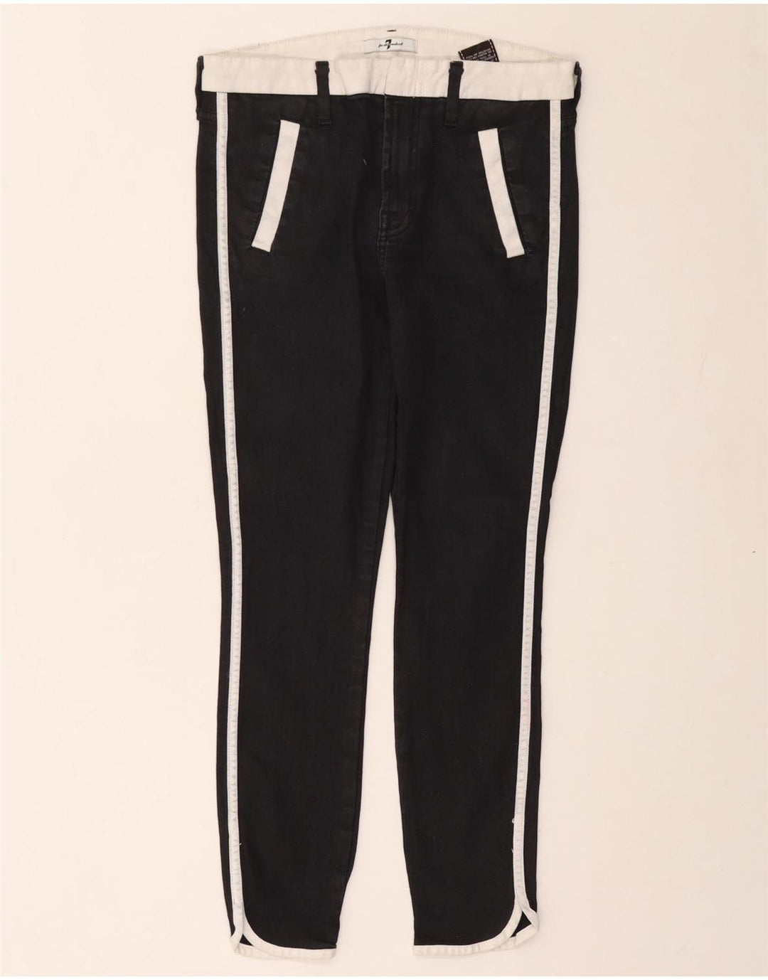 7 For All Mankind Calça jeans skinny feminina W27 L25 algodão colorblock preto