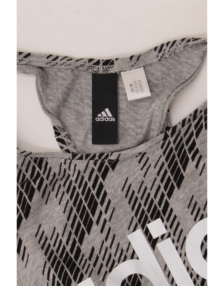 Adidas Womens Graphic Vest Top UK 8 Pequeno Cinza Geométrico