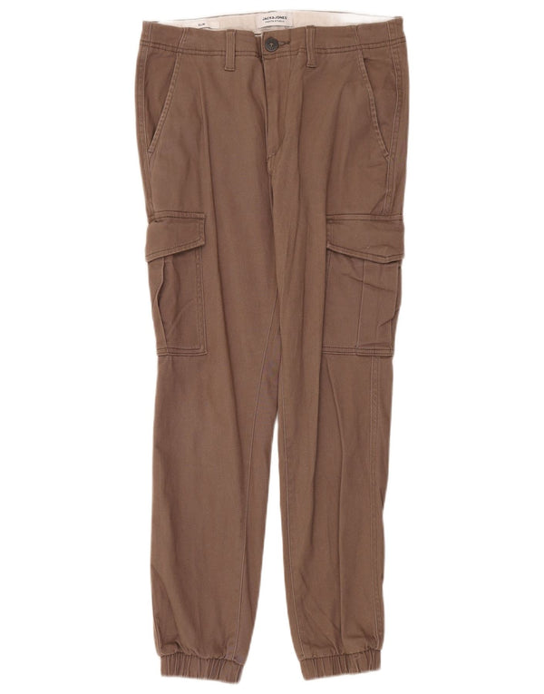 Calça cargo masculina Jack & Jones Slim Joggers W29 L30 algodão cinza