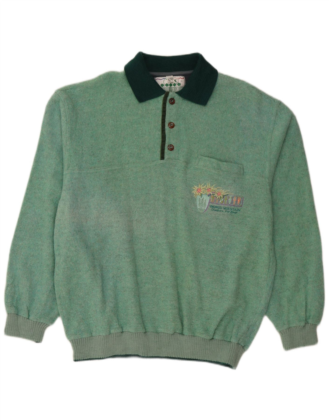 Suéter masculino DIADORA com gola polo e lã verde grande