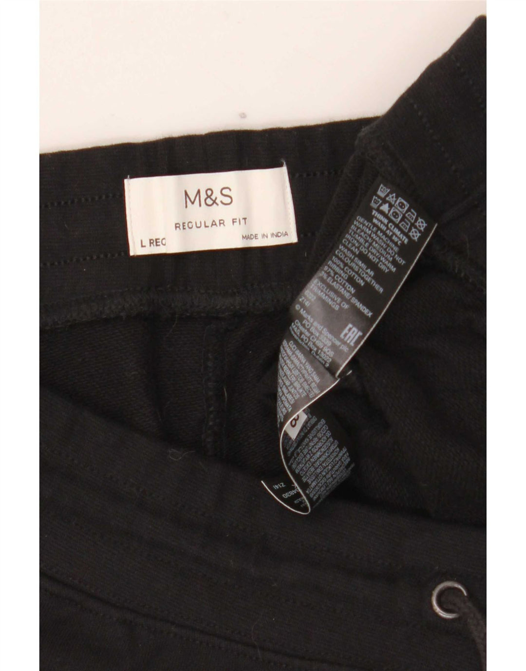 Shorts esportivos masculinos de ajuste regular da Marks & Spencer, algodão preto grande