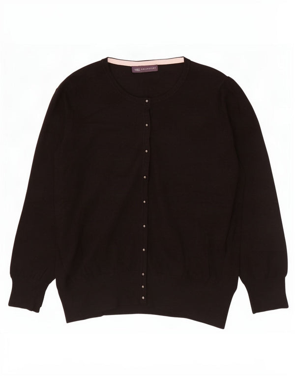 Suéter cardigã feminino Marks & Spencer UK 20 2XL viscose preta