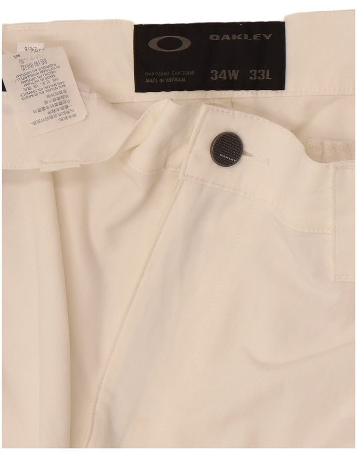 Calças Chino retas masculinas Oakley W34 L33 nylon branco