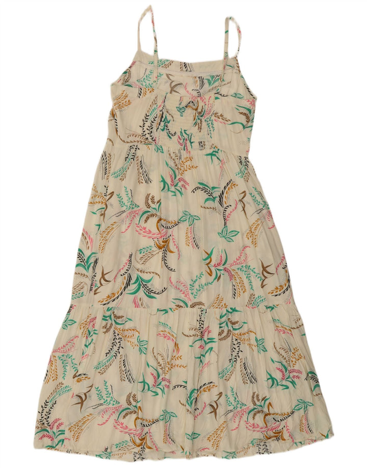 Vestido de verão feminino Marks & Spencer UK 12 médio off white floral viscose