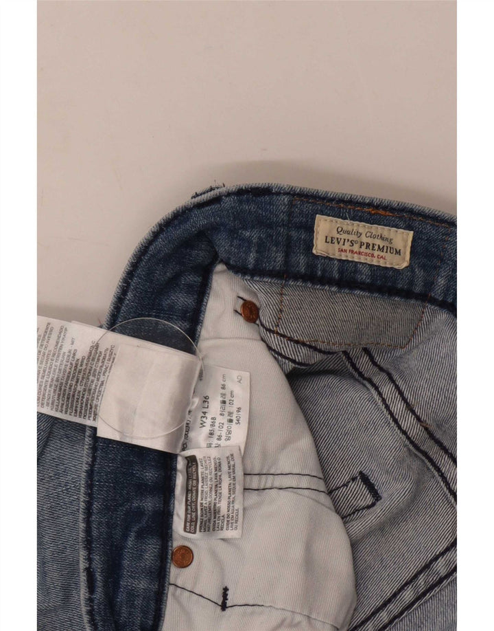 Levi's Masculino 511 Distressed Slim Jeans W34 L36 Azul Algodão